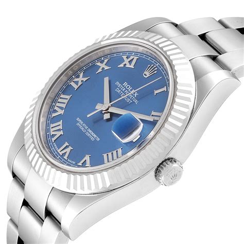 rolex datejust ii blue roman fluted|rolex datejust with roman numerals.